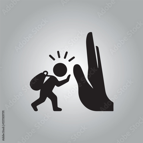 Illustration of a stylized thief stopped by a giant hand symbolizing an obstacle
