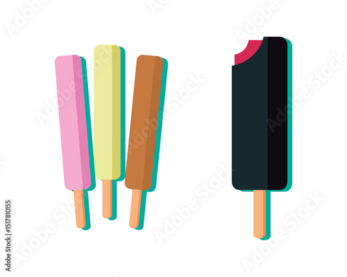 Set tasty ice cream collection