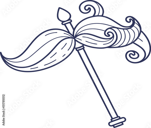 Mustaches on stick vector icon on white background. Vector illustration.