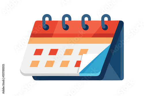 Colorful Desk Calendar with Flipped Page Isolated on White Background