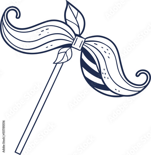 Hair mustaches on stick vector icon on white background. Vector illustration.