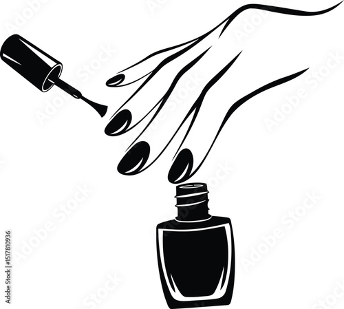 Creative hand with fingernails vector illustration, Black color hand with fingernails vector, hand with fingernails silhouette and line art vector design