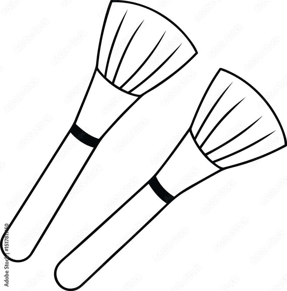 Creative makeup brushes graphics resource, makeup brushes silhouette vector art, makeup brushes line art vector graphics design