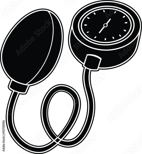 Modern Manual blood pressure monitor icon, Manual blood pressure monitor icon silhouette and line art vector illustration