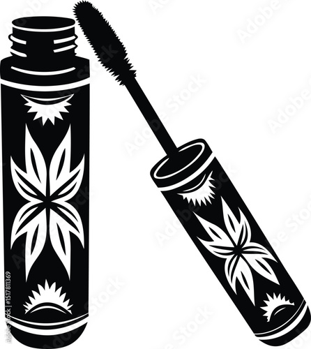 Vintage quality open mascara tube vector illustration, open mascara tube line art vector icon design, open mascara tube line art vector