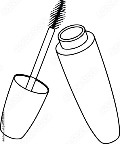 Vintage quality open mascara tube vector illustration, open mascara tube line art vector icon design, open mascara tube line art vector