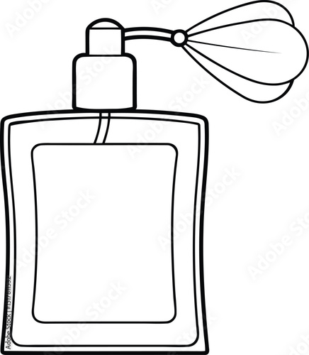 Rectangular perfume bottle vector icon design, rectangular perfume bottle line art vector graphics, rectangular perfume bottle silhouette vector art