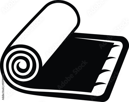 Rolled yoga mat icon deign, Rolled yoga mat silhouette vector illustration, Rolled yoga mat icon line art