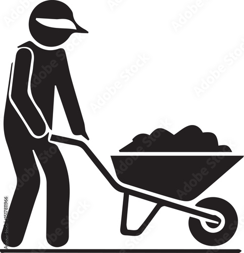 Black and white stick figure icon set representing cleaning and household chores