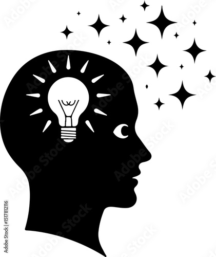 Creative Mind  Lightbulb Silhouette vector