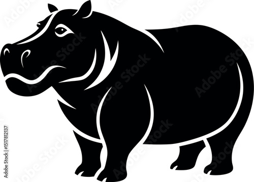 Hippopotamus Silhouette Vector Logo – Animal Illustration