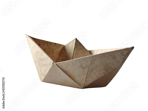 brown paper boat  isolated on transparent background photo