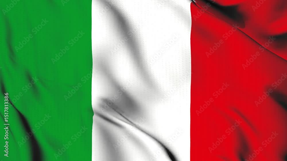 The Italy country flag waves in the wind.