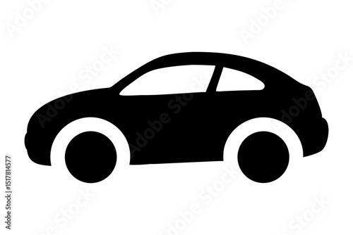 Simple Black Car Icon - Isometric Vehicle Silhouette Vector Symbol