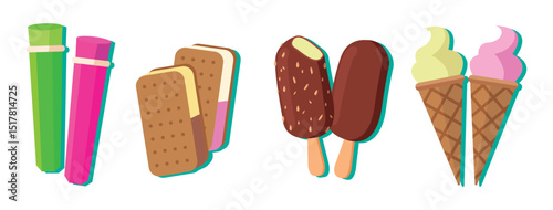 Set tasty ice cream collection