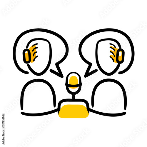Podcast discussion icon on transparent background for web and graphic design