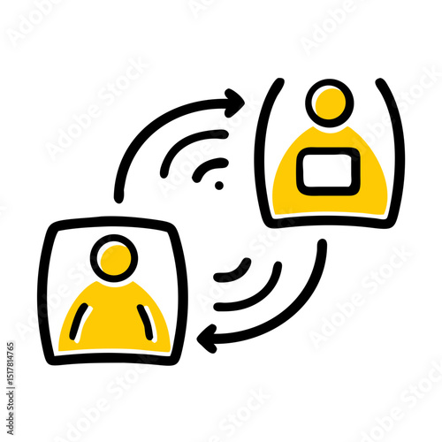 Remote team chat icon on transparent background for web and graphic design