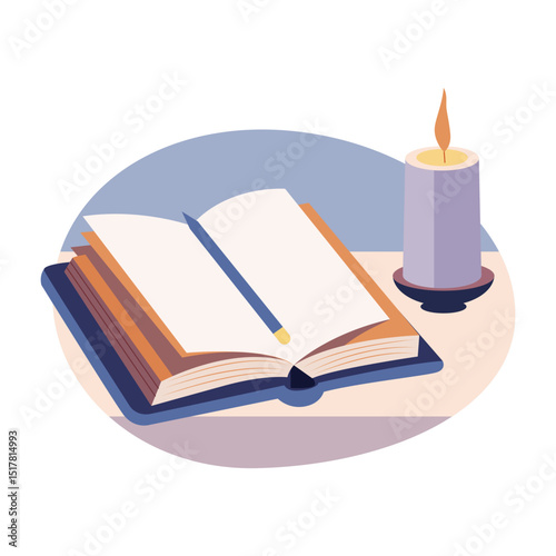 A flat style illustration depicting candlelight read