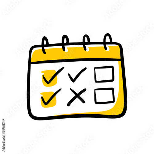 Calendar cross check on transparent background for web and graphic design
