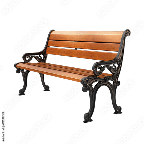 A classic park bench awaits quiet contemplation crafted for reflection and on transparent background