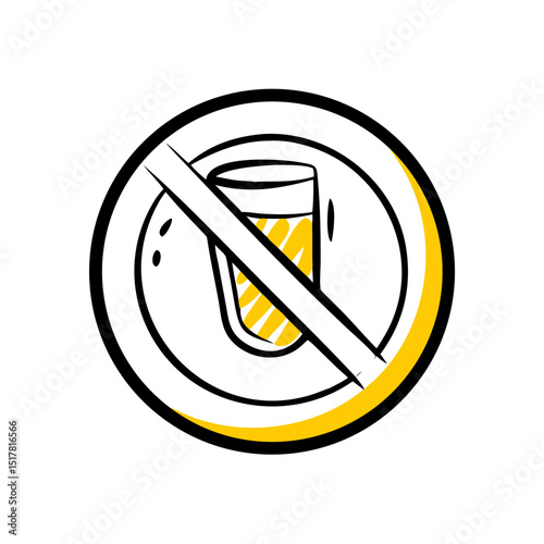 Circle with diagonal line for prohibition on transparent background for web and graphic design