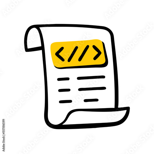 Code document icon on transparent background for web and graphic design