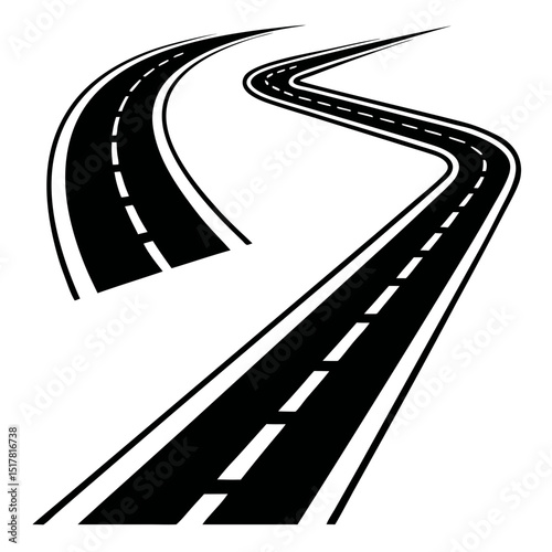 Abstract winding road graphic black and white illustration
