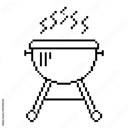 Gourmet pixel outline bbq grilling experience with a barbecue 