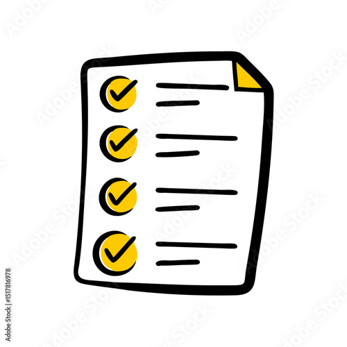 Document list with tick icon on transparent background for web and graphic design