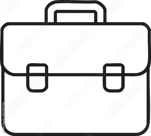 Simple Black and White Line Art Illustration of a Classic Briefcase Design minimalist line