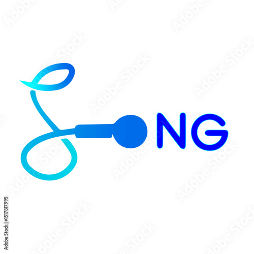 Blue Gradient "SONG" Text Logo with Stylized Microphone Lettering