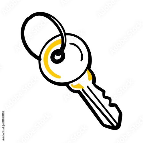 House key on transparent background for web and graphic design