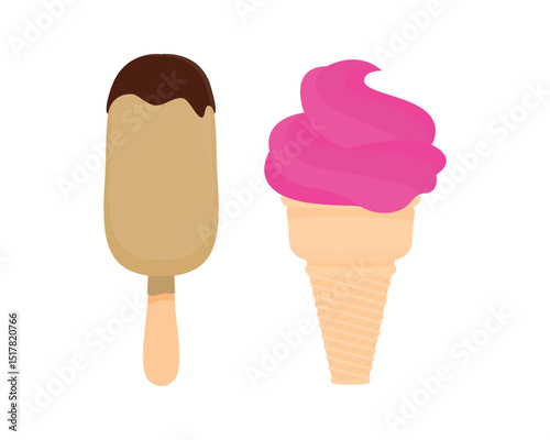 Set tasty ice cream collection