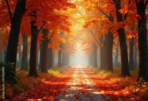 colorful autumn leaves carpet forest trail vibrant nature pathway scenic woodland, trails, ground, trees, footpath, orange, yellow, branch, ecosystem