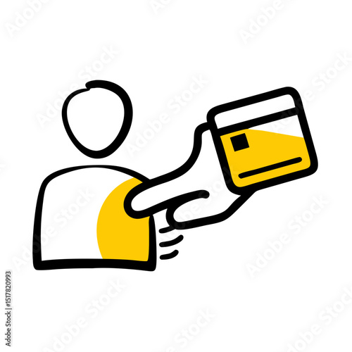 Person paying with card icon on transparent background for web and graphic design