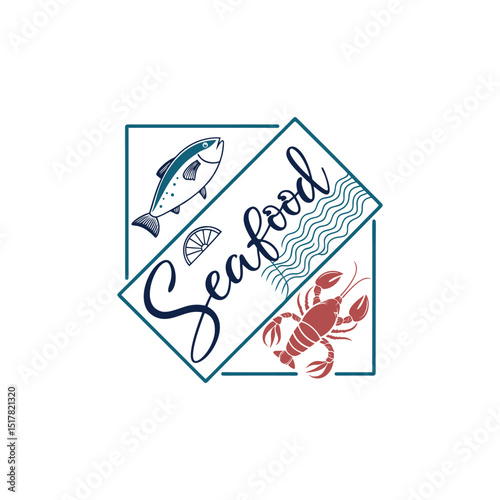 seafood restaurant logo design vector 