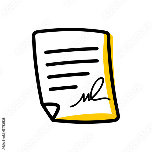 Signed document icon on transparent background for web and graphic design