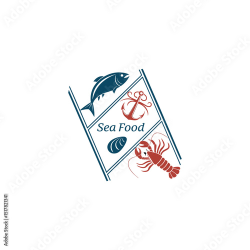 seafood restaurant logo design vector 