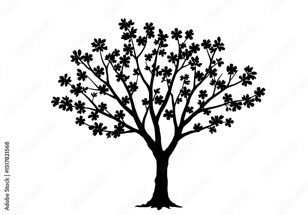 Obraz premium Ink Silhouette: A Tree in Bloom