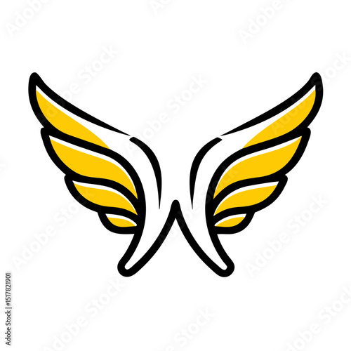 Thick lined outstretched wings icon on transparent background for web and graphic design