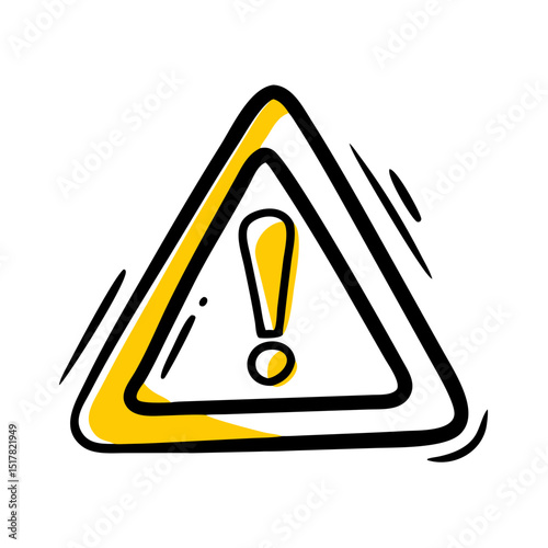 Triangle warning sign with exclamation on transparent background for web and graphic design