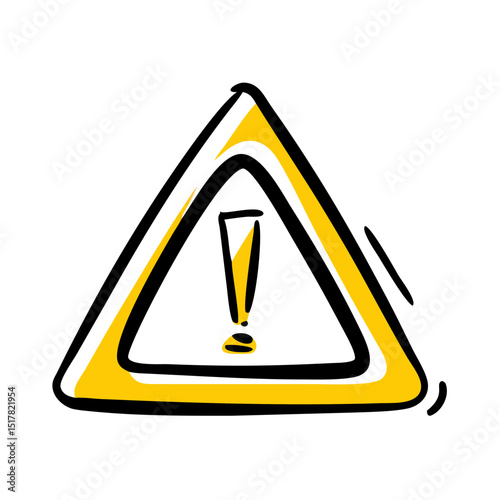 Triangle warning sign with exclamation on transparent background for web and graphic design