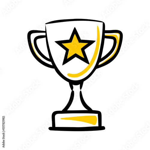 Trophy with star icon on transparent background for web and graphic design