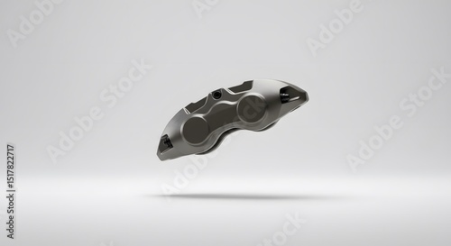 High-Performance Automotive Brake Caliper: A 3D Render of a Sleek Grey Metal Brake System Component photo
