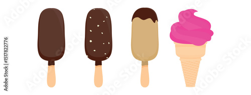 Set tasty ice cream collection