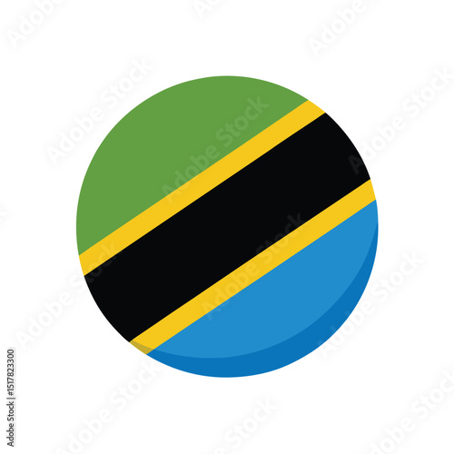 Free Download Watercolor Round Flag Button of Tanzania - GFXLoad