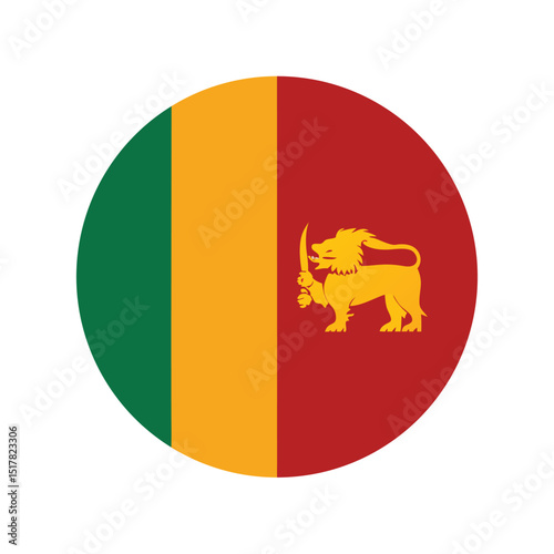 Watercolor Round Flag Button of Sri Lanka