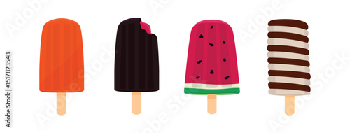 Set tasty ice cream collection