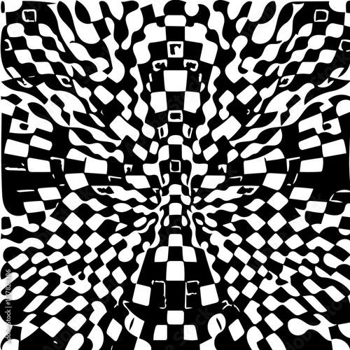 abstract geometric background. Interlocking hexagon pattern, seamless geometric black and white design