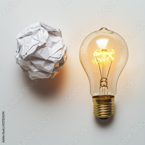 Lampadina e foglio stracciato: prima di avere l'idea giusta molte saranno sbagliato.